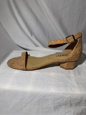 EUC Vaneli cork sandals with octagon 1” heel and ankle strap
